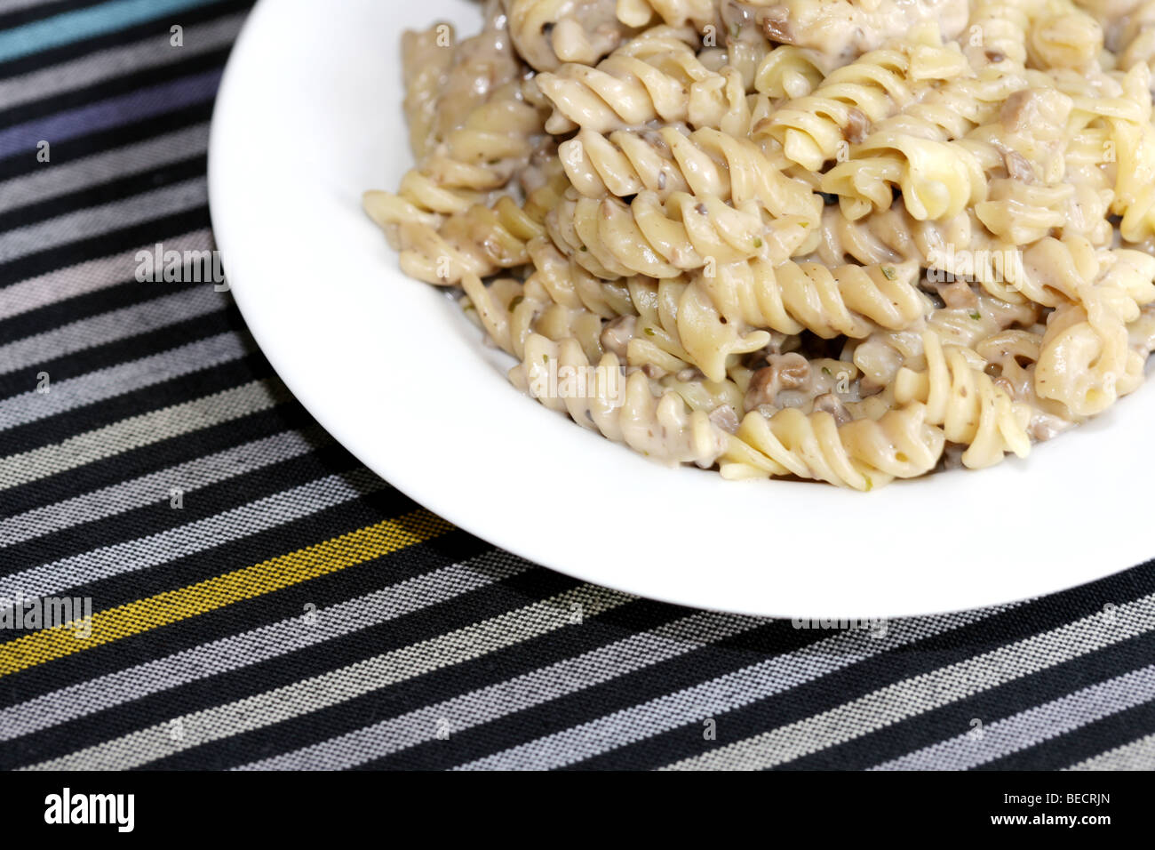 Creamy Mushroom Pasta Stock Photo - Alamy