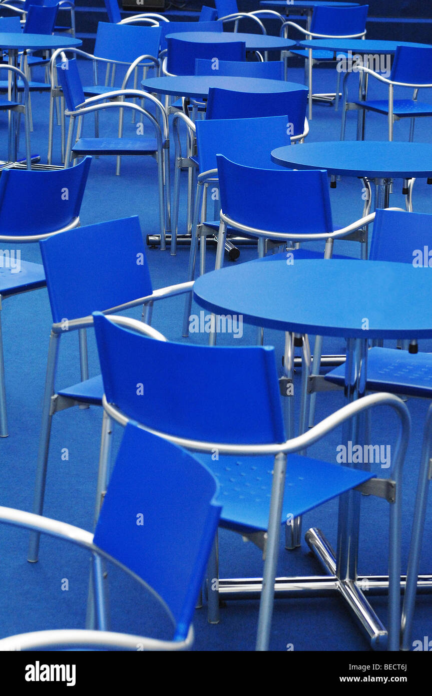 Bistro, blue chairs and tables Stock Photo Alamy
