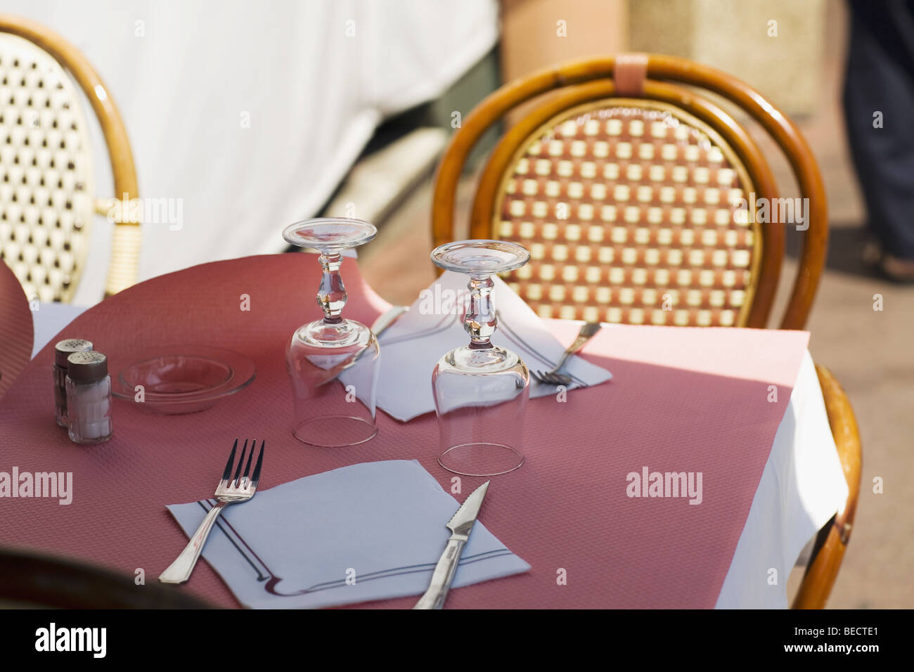 Close-up of a place setting in a restaurant Stock Photo