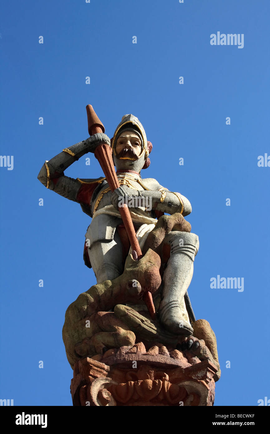 Fountain sculpture, Ulm an der Donau, Upper Swabia, Baden-Wuerttemberg, Germany, Europe Stock Photo