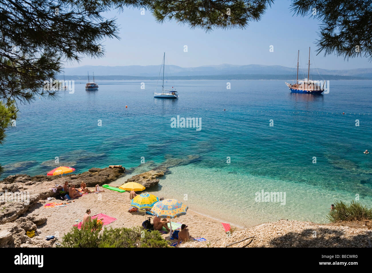 Beach near Bol, Brac Island, Dalmatia, Croatia, Adriatic Sea, Mediterranean, Europe Stock Photo