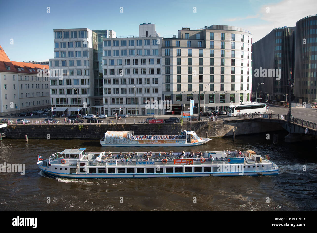 Berlin - River Spree & tourist boats Stock Photo