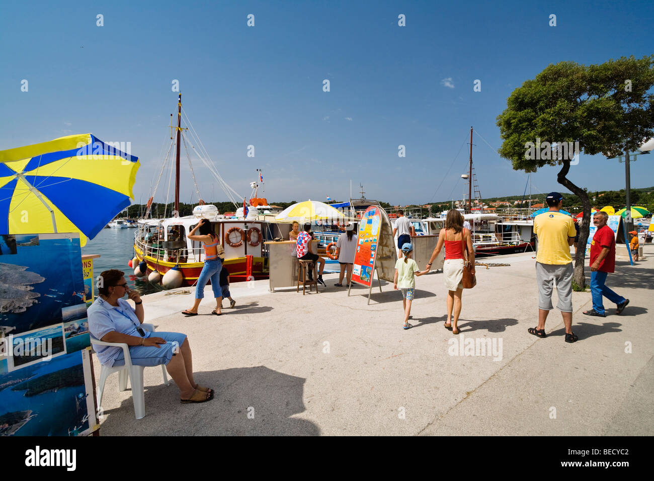 Krk harbour, Krk Island, Istria, Croatia, Adriatic Sea, Mediterranean, Europe Stock Photo