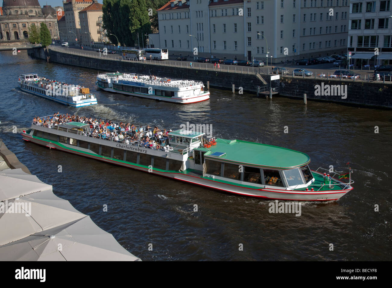 Berlin - River Spree & tourist boats Stock Photo