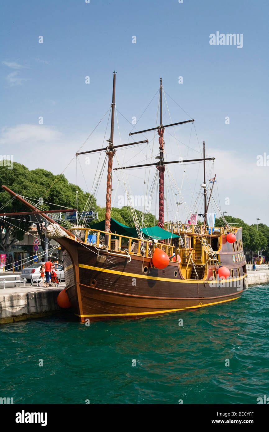 Cruiseship, Viking Ship, tourist's boat, Split harbour, Dalmatia, Croatia, Adriatic Sea, Mediterranean, Europe Stock Photo