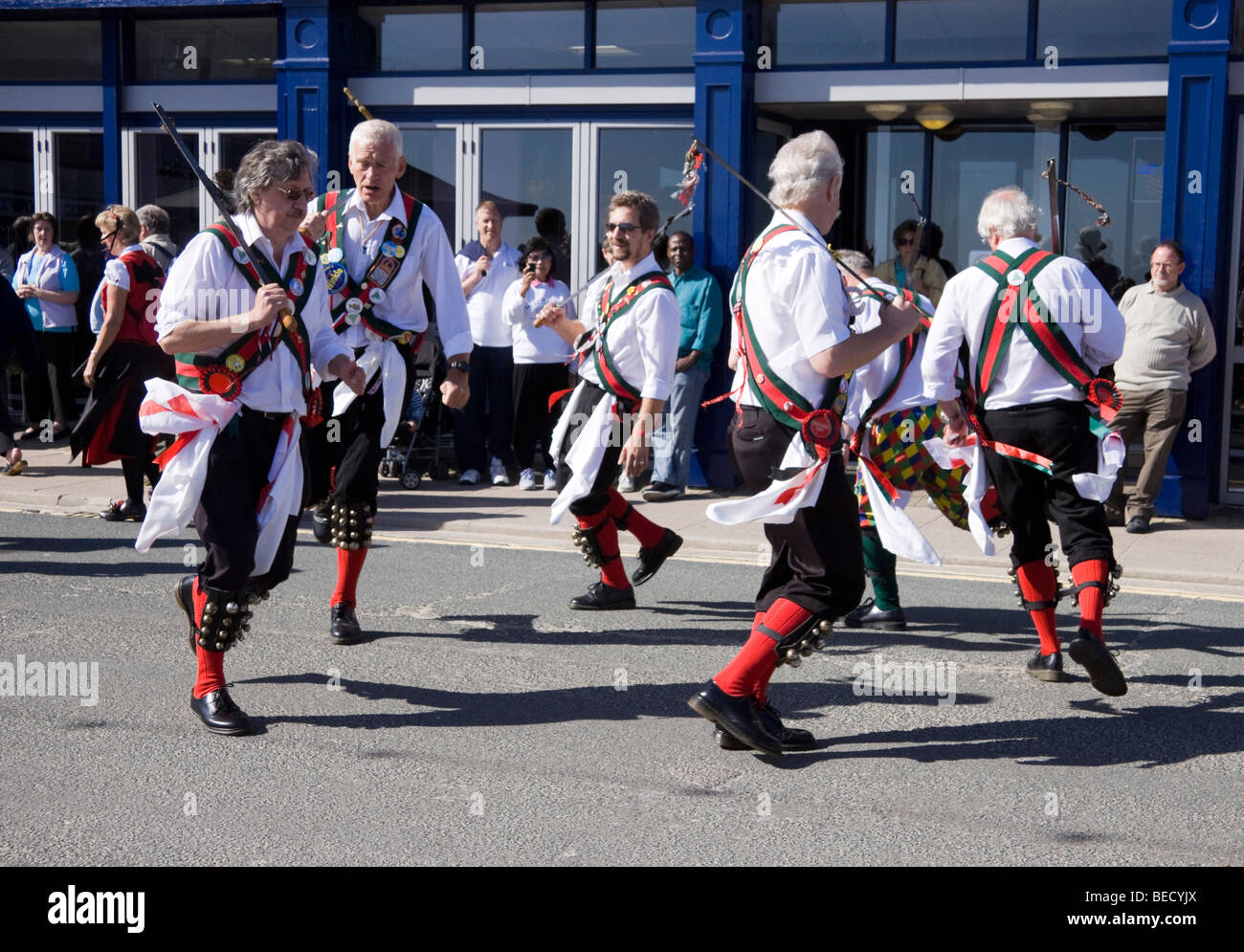 A group of Morris Dancers performing at the Swanage Folk Festival, Dorset, 2009 Stock Photo