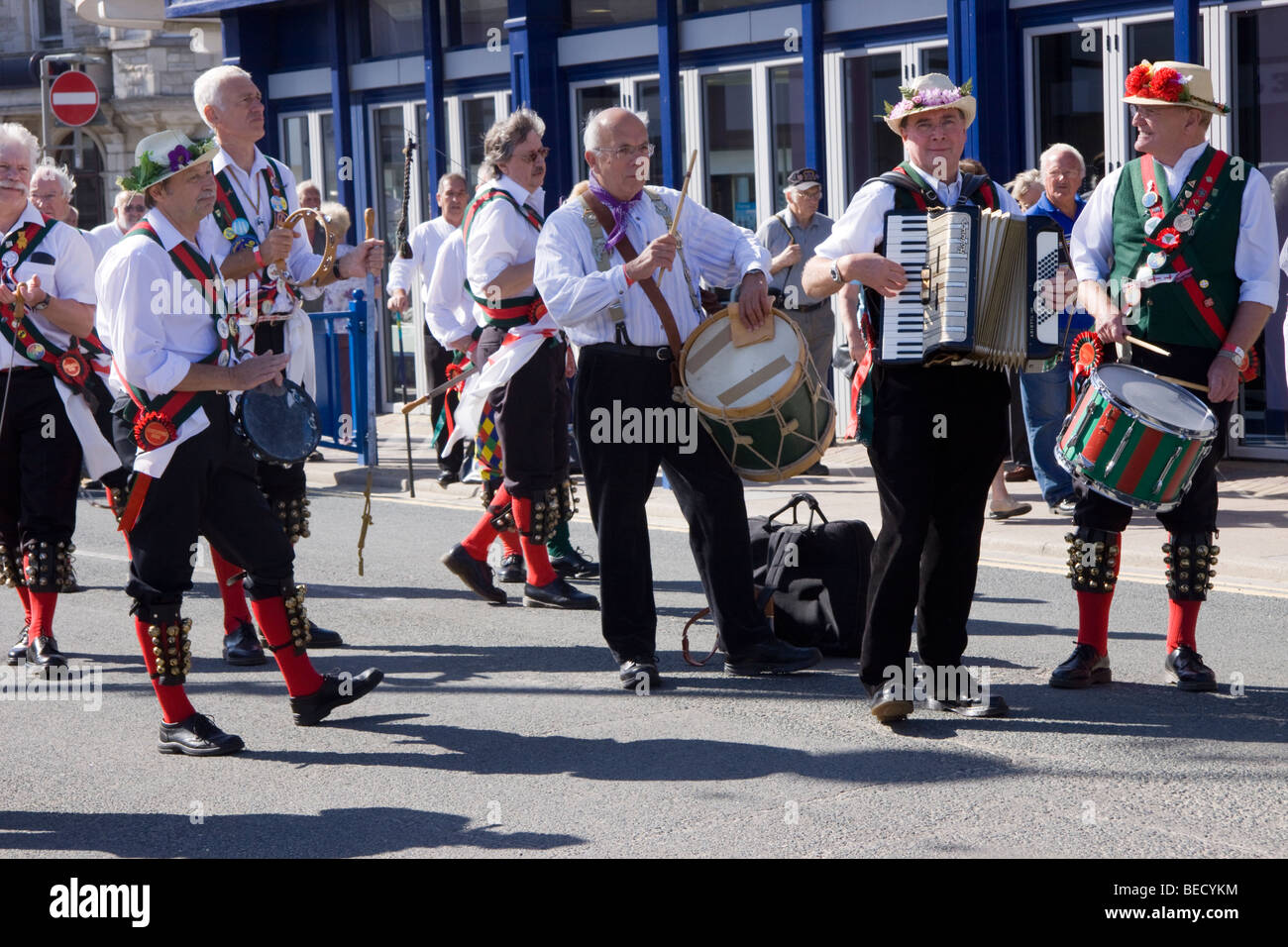 A group of Morris Dancers performing at the Swanage Folk Festival, Dorset, 2009 Stock Photo