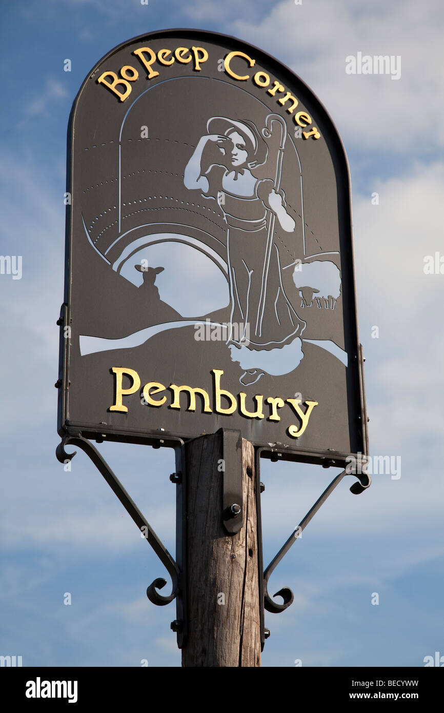 Village sign Pembury Kent UK - Bo Peep Corner Stock Photo