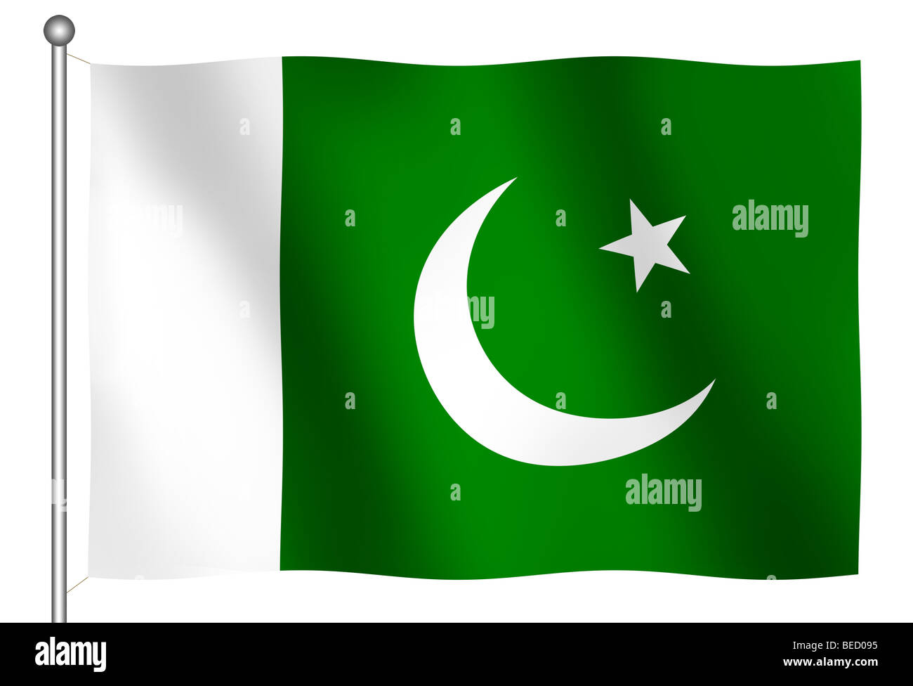 Flag of Pakistan Waving (With Clipping Path) Stock Photo