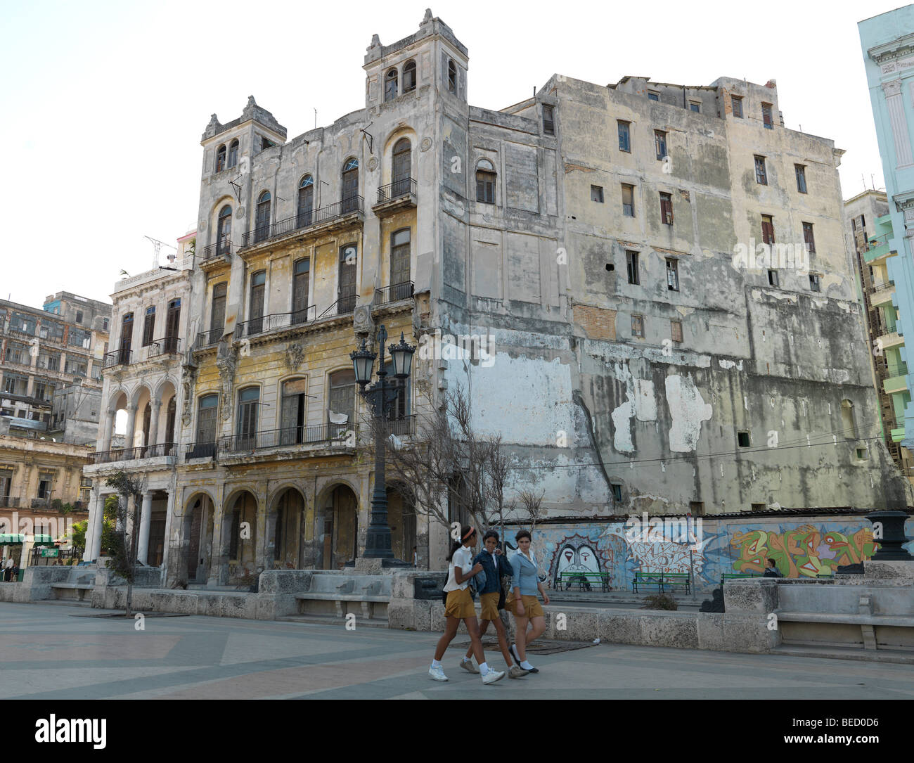 A historic building / house in the streets of Havanna, Cuba, pictured on March 1, 2009. Stock Photo