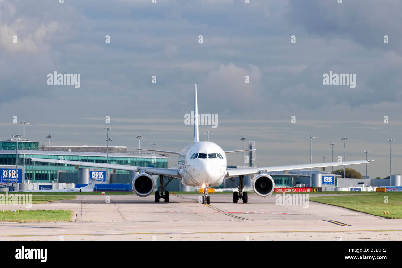 Air France aircraft taxiing for take off from Manchester Airport ...