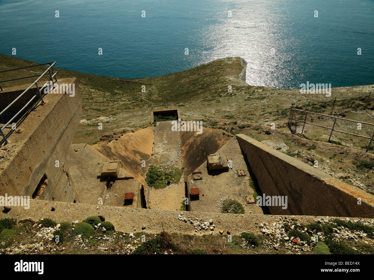 The High Down Rocket test site. The needles, Isle of Wight, England, UK. Stock Photo