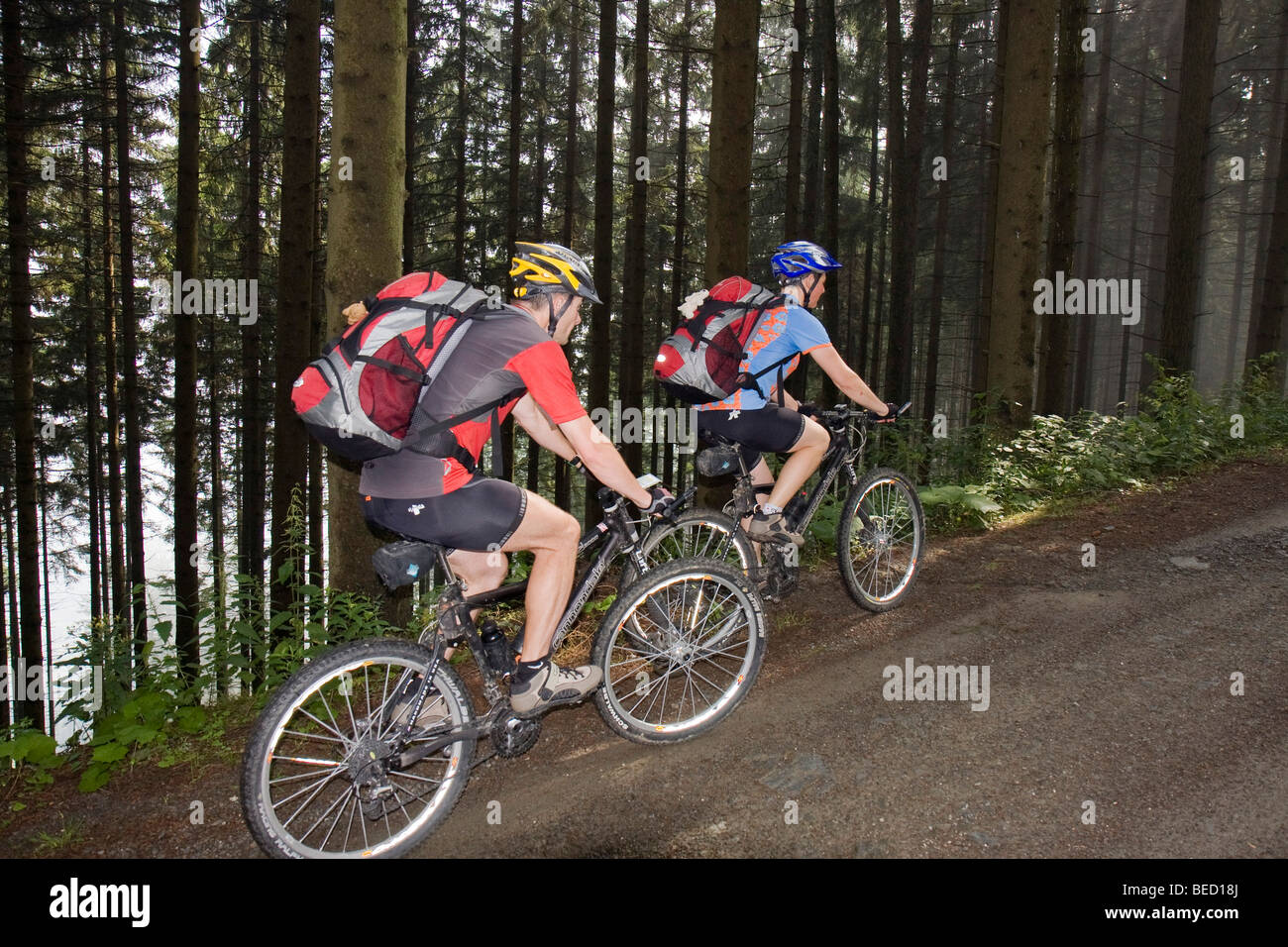 Mountain biker riding up to the Madereck restaurant, Styria, Austria Stock  Photo - Alamy