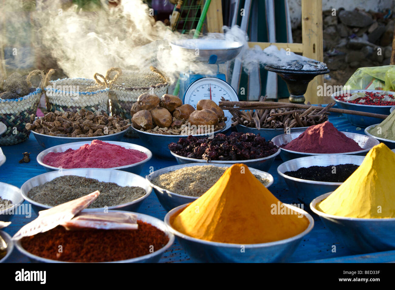Spices for sale, Aswan, Egypt Stock Photo