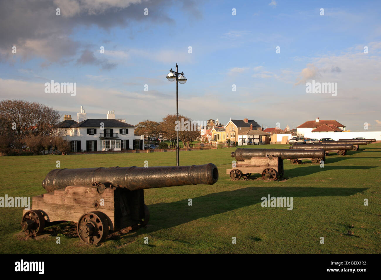 Row of Bronze Canons on Gun Hill St Edmunds Hill Southwold County