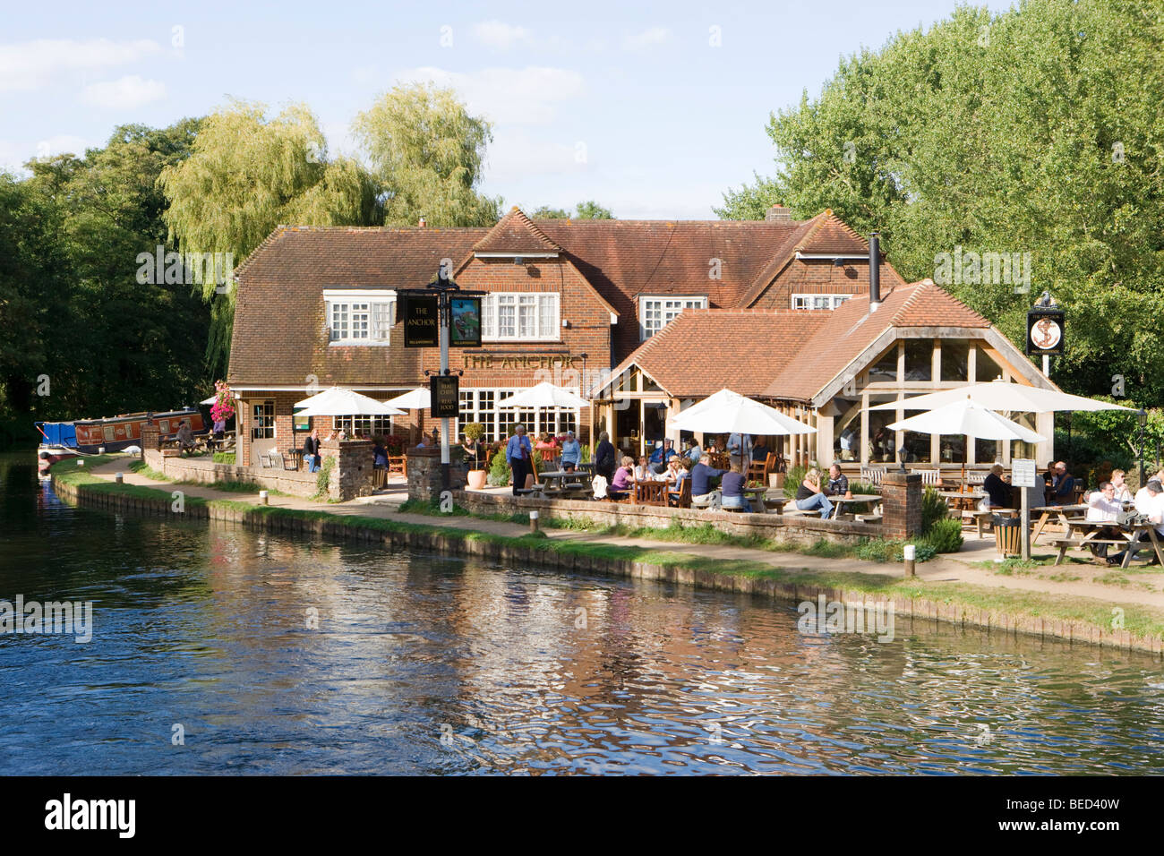 The Anchor, at Pyrford Lock on River Wey, Surrey, UK. Stock Photo