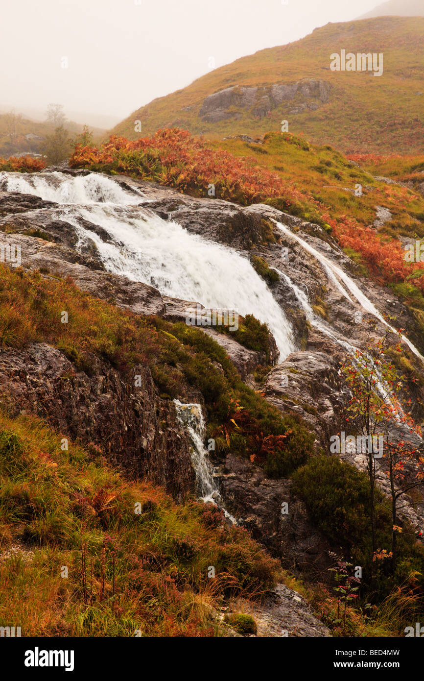 Waterfall in the Pass of Glencoe, Argyll, Scotland, UK Stock Photo