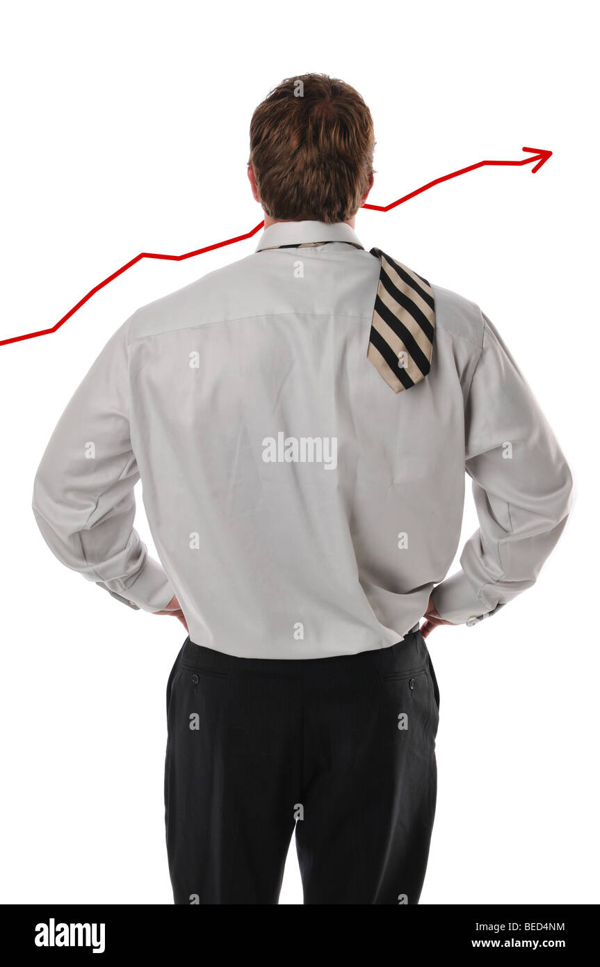 Businessman looking at chart isolated against a white background Stock ...