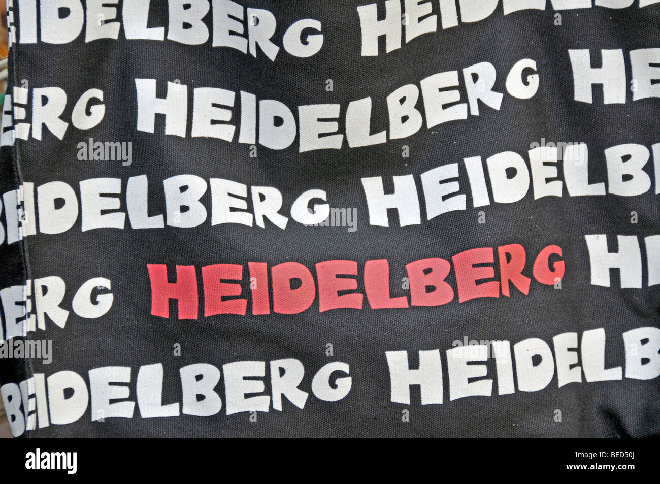 Bag labelled with the word, Heidelberg, souvenir stand, Heidelberg