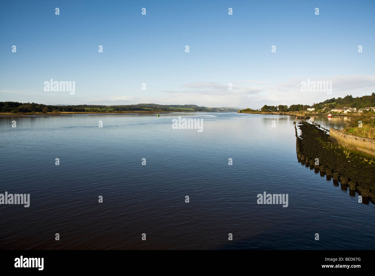 Looking down the River Clyde towards the estuary from Bowing Basin, Glasgow, Scotland, UK Stock Photo
