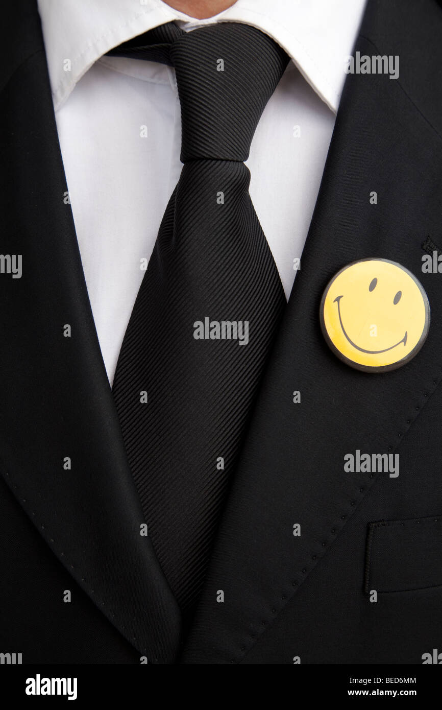 close  up on a lapel and smiley face Stock Photo