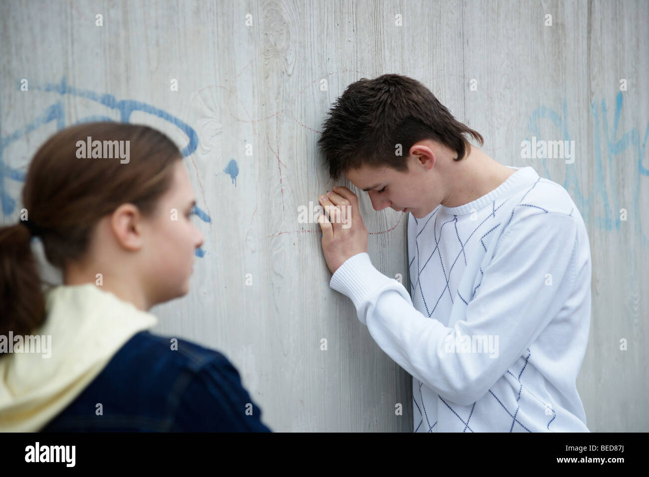 Teenage couple arguing Stock Photo