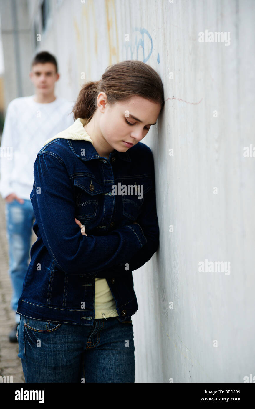 Teenage couple arguing Stock Photo