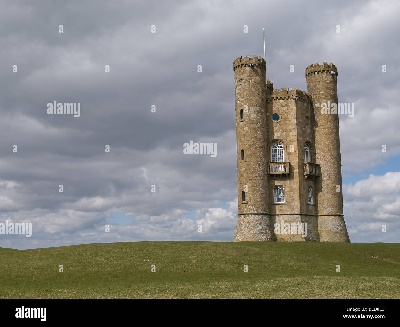 Broadway Tower is a folly located on Broadway Hill Stock Photo