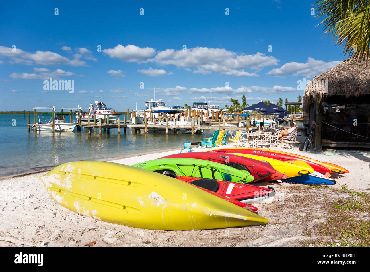 Naples, FL - Nov 2008 - Ocean Kayak rentals on the beach at waterfront resort area in Naples, Florida Stock Photo