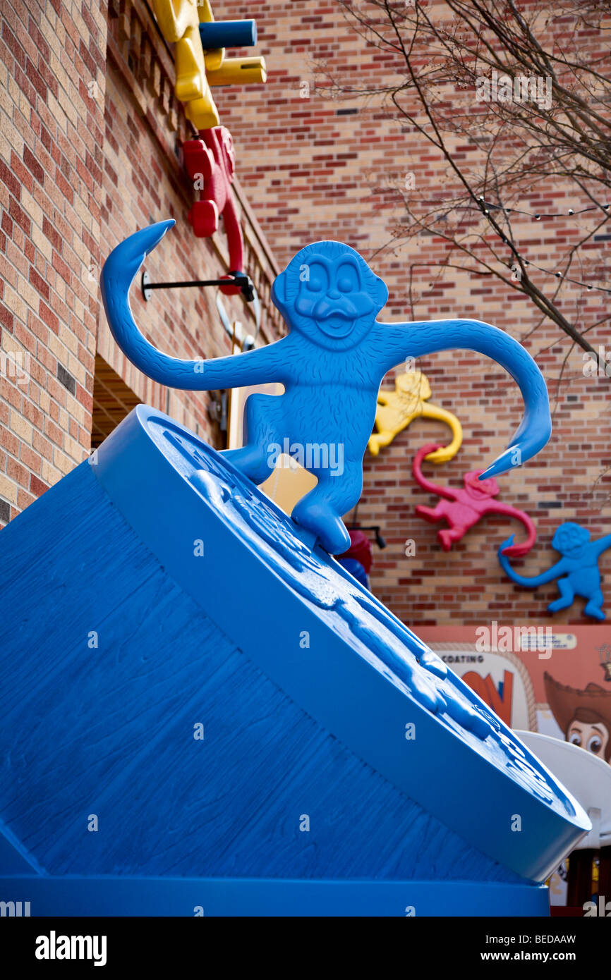 Closeup of Barrel of Monkeys toys at Toy Story attraction in Disney's