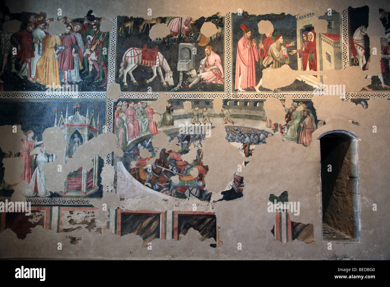 Frescoes in the Rocca Albornaziana of Spoleto in Italy Stock Photo