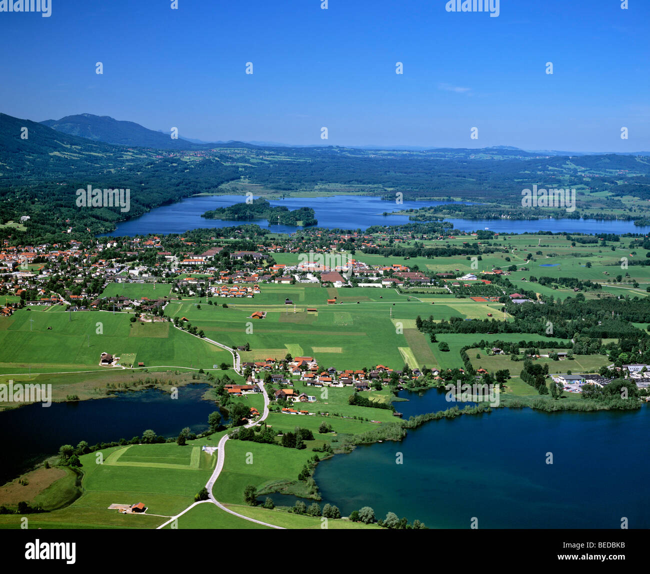 Aerial Picture Froschhausen Froschhausen Lake And Riegsee Lake In Stock Photo Alamy