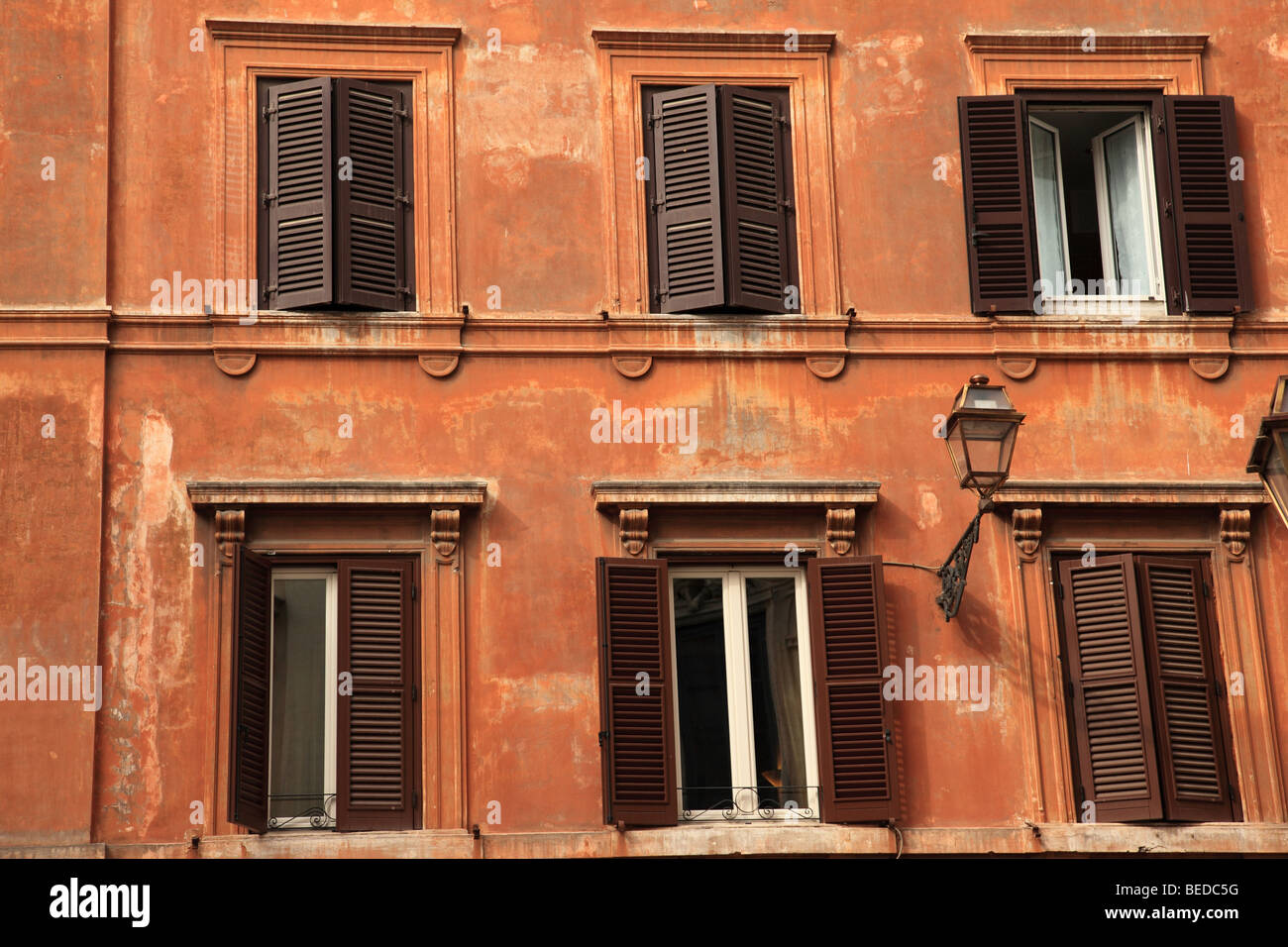 Earthy-toned buildings around Piazza Farnese Rome Stock Photo