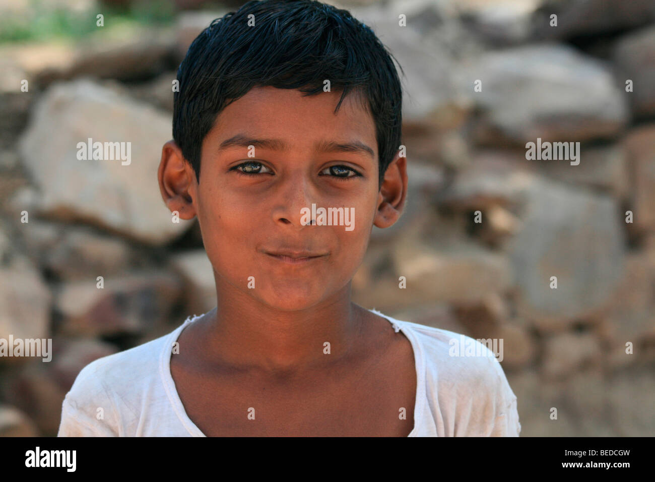 Indian boy, Bundi, Rajasthan, India, Soth Asia Stock Photo