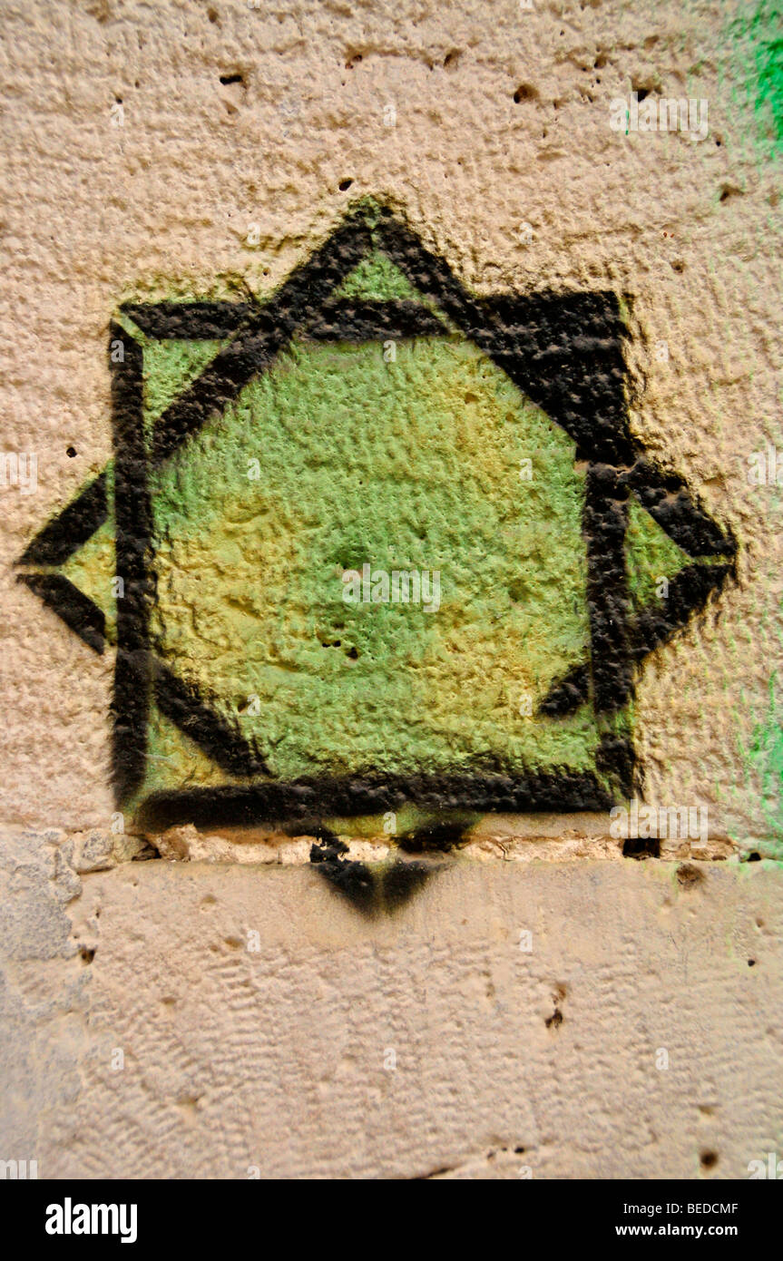 Graffiti, Star of David, in the Jewish quarter of Jerusalem, Israel, the Near East, Orient Stock Photo