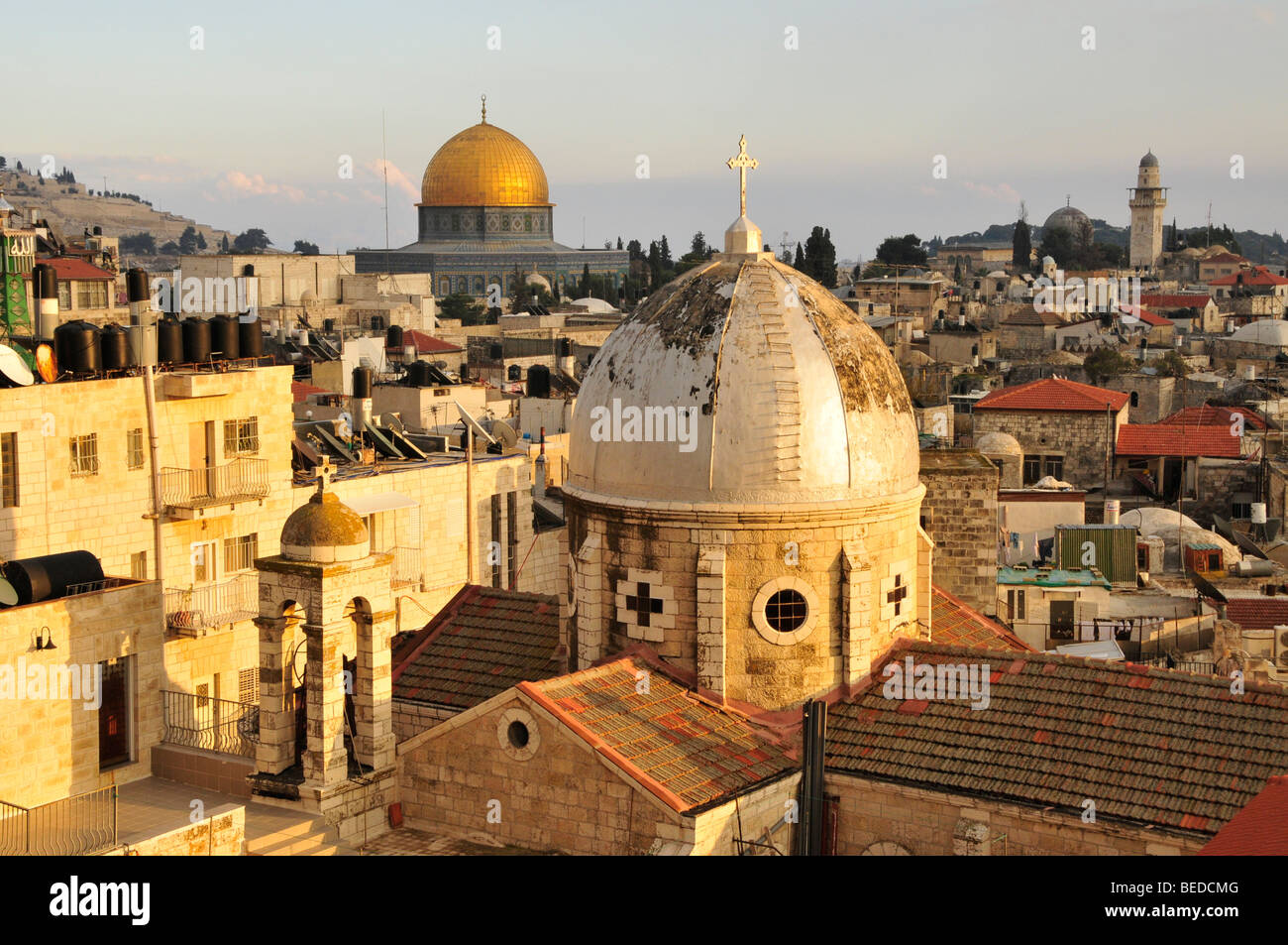 View over the historic town centre of Jerusalem with the Dome of the Rock, Israel, the Near East, Orient Stock Photo