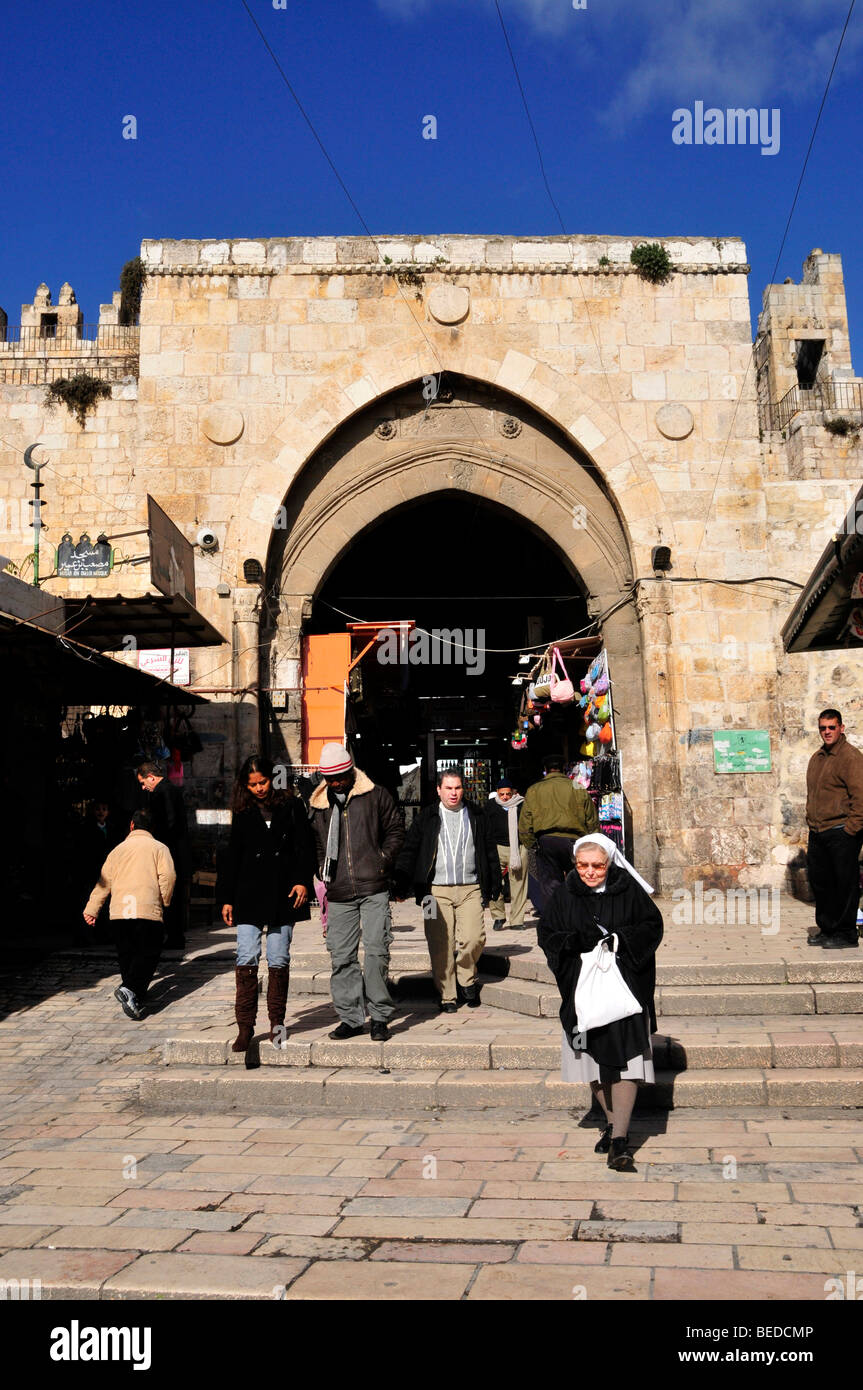 Street market outside the Damascus Gate in the Muslim quarter, Jerusalem, Israel, the Near East, Orient Stock Photo