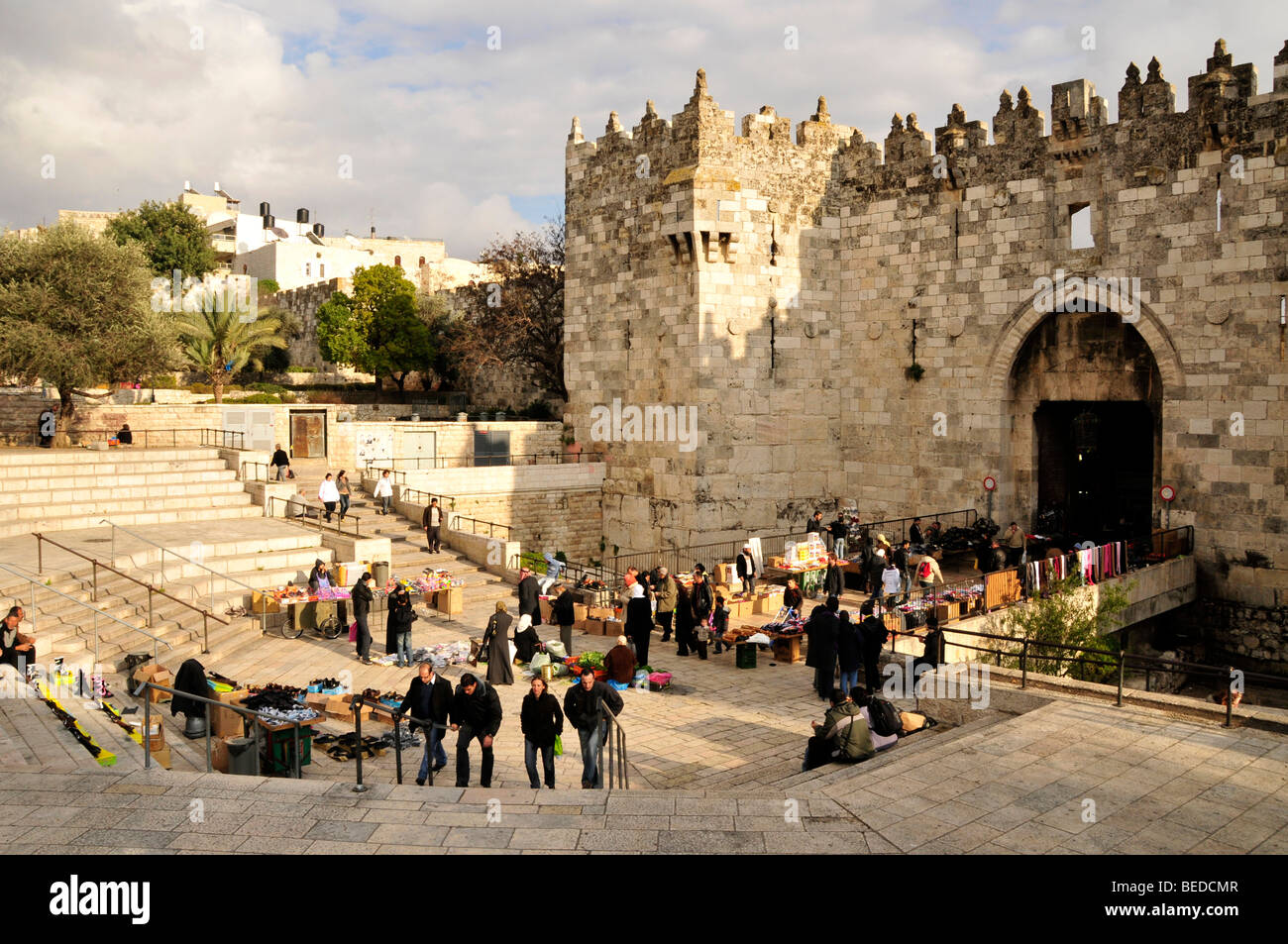 Street market outside the Damascus Gate in the Muslim quarter, Jerusalem, Israel, the Near East, Orient Stock Photo