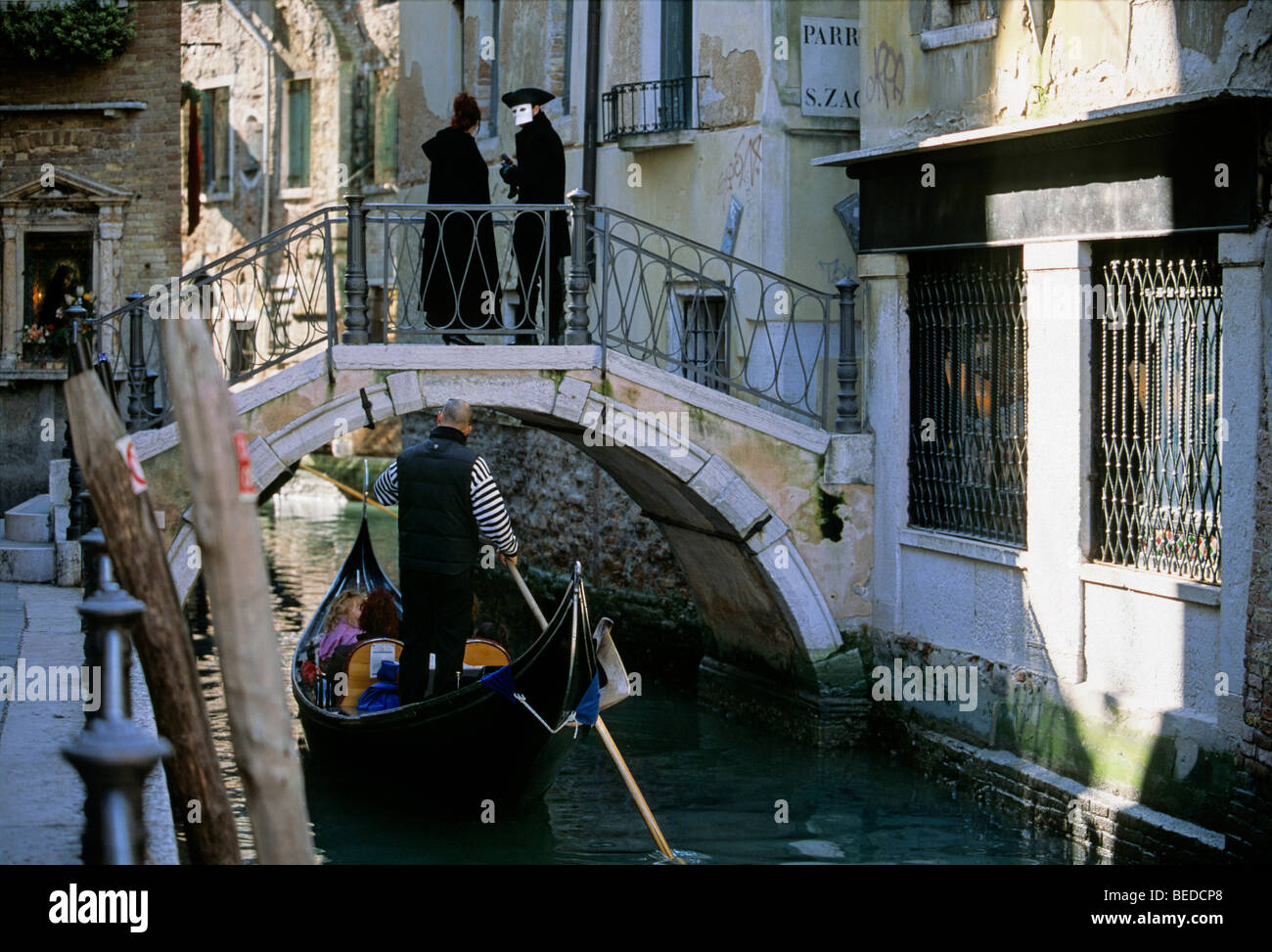 Masks in the alleys, carnival in Venice, Veneto, Italy, Europe Stock Photo