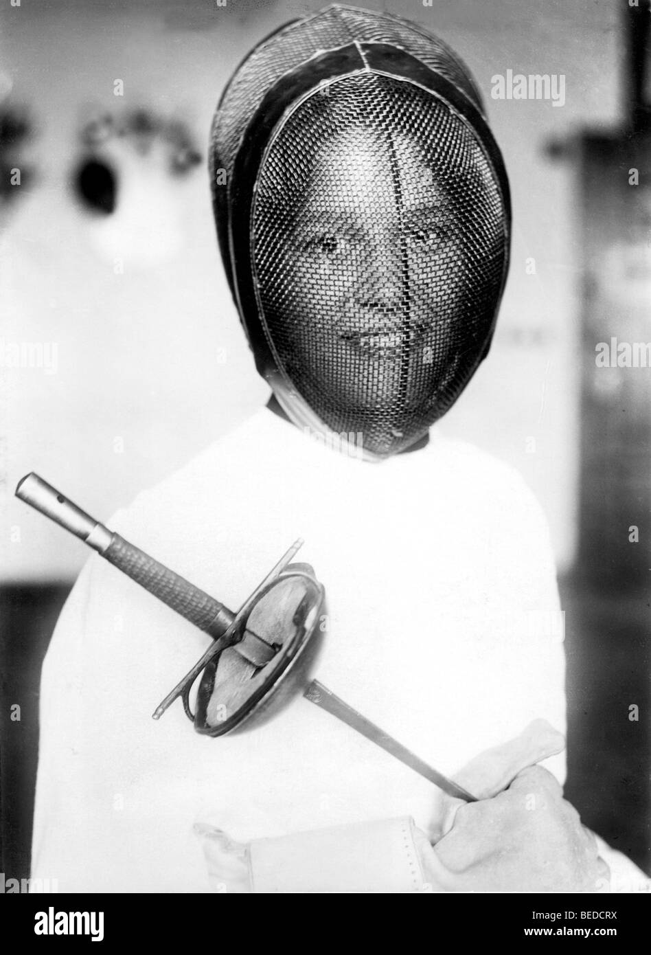 Historic photograph, female fencer, around 1929 Stock Photo