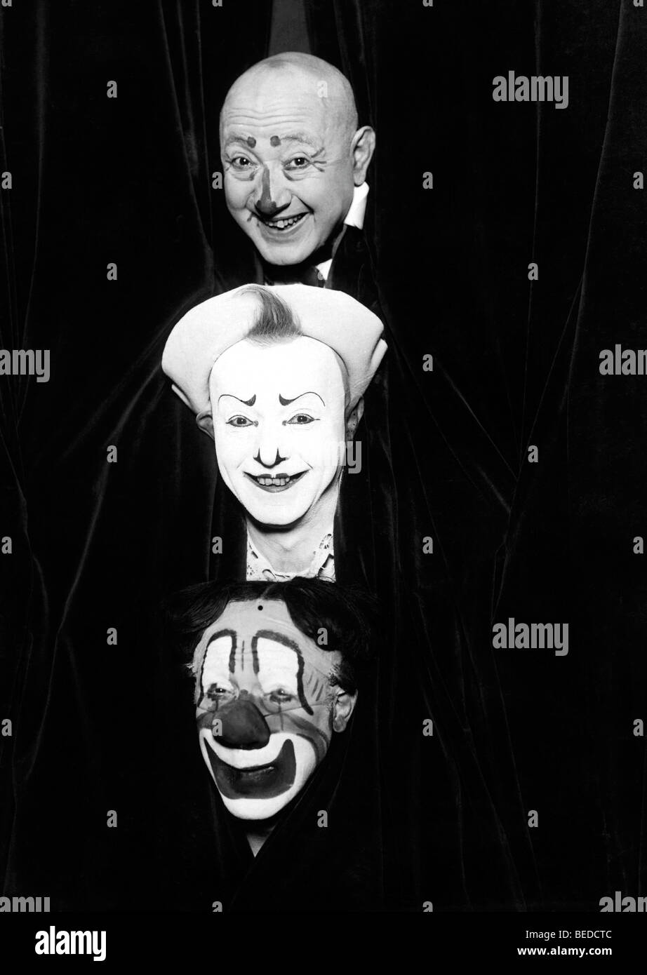 Historic photograph, three clowns, around 1924 Stock Photo