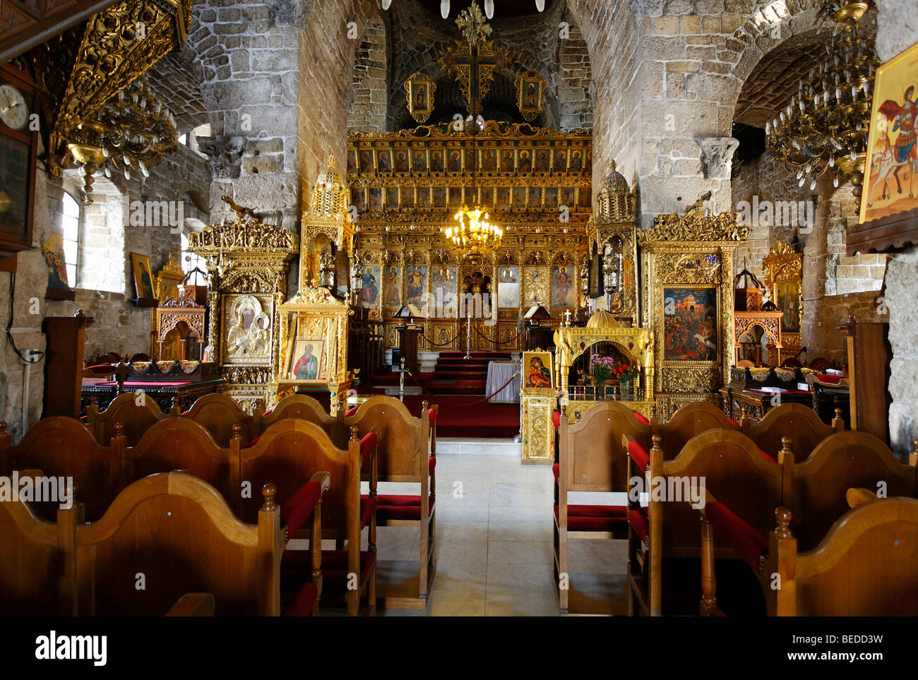 Interior of the Lazarus Church, altar, chairs, Larnaca, Cyprus, Asia Stock Photo