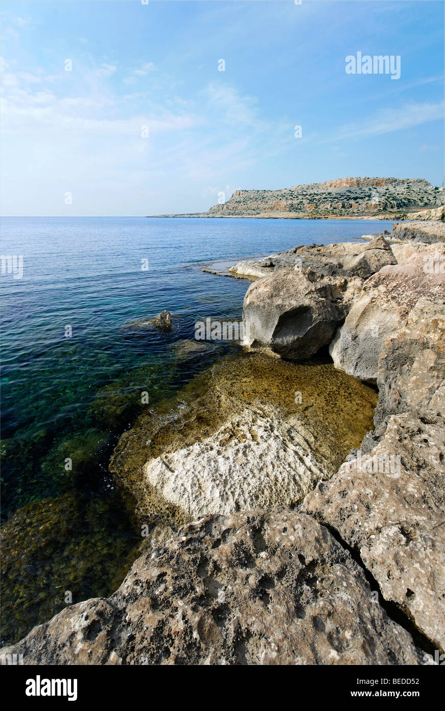 Limestone rocks at Cape Gkreko Peninsula, Larnaca, Cyprus, Mediterranian Sea, Asia Stock Photo