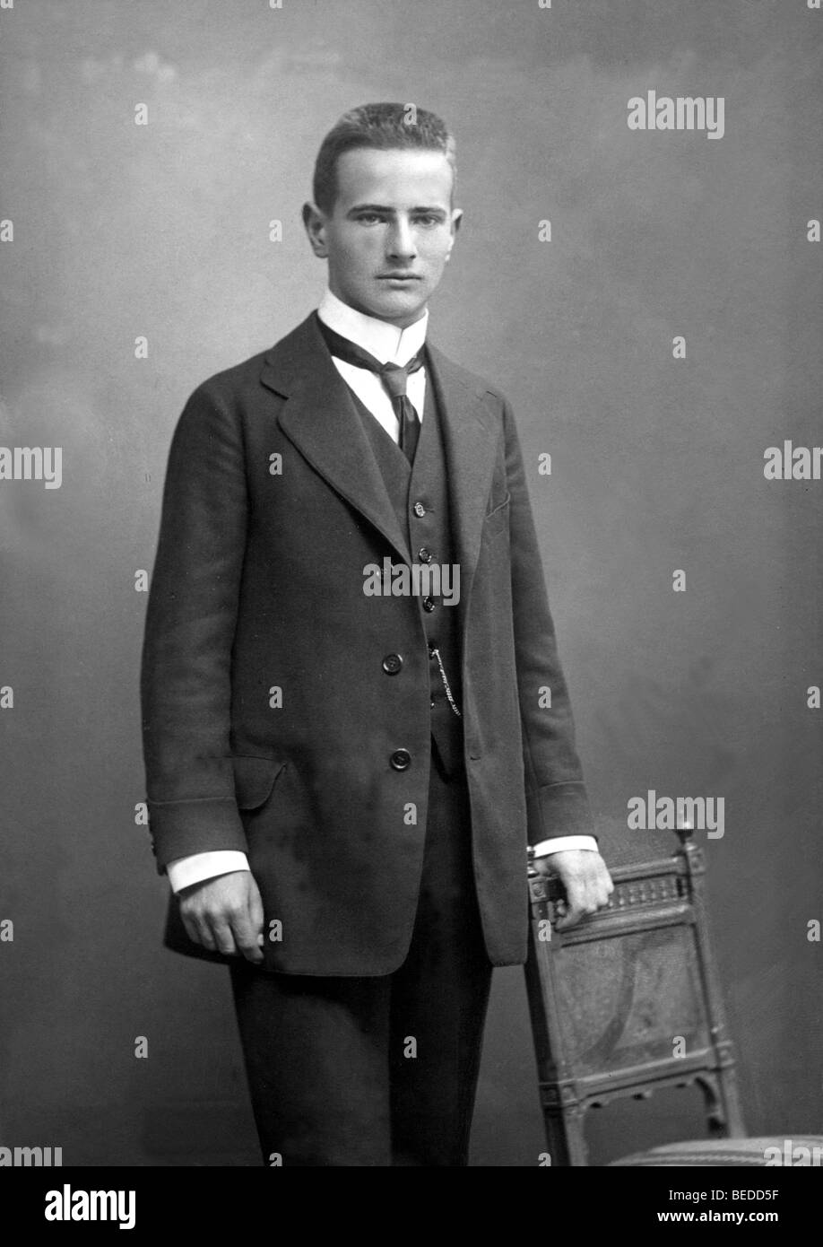 Historic photograph, young man in evening attire, around 1912 Stock Photo