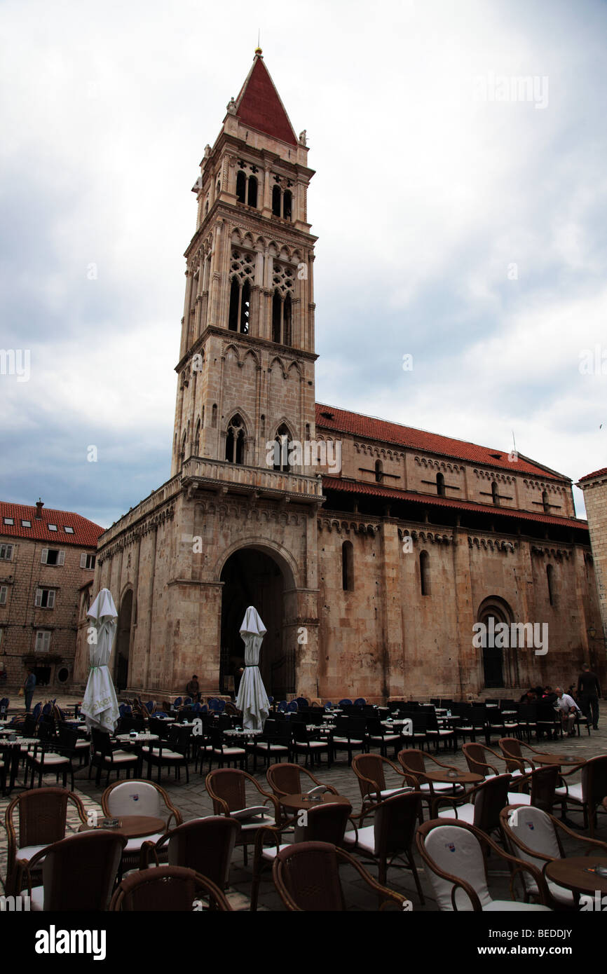 Cathedral of St. Lawrence XIII in John Paul II Square, Trogir, Croatia Stock Photo
