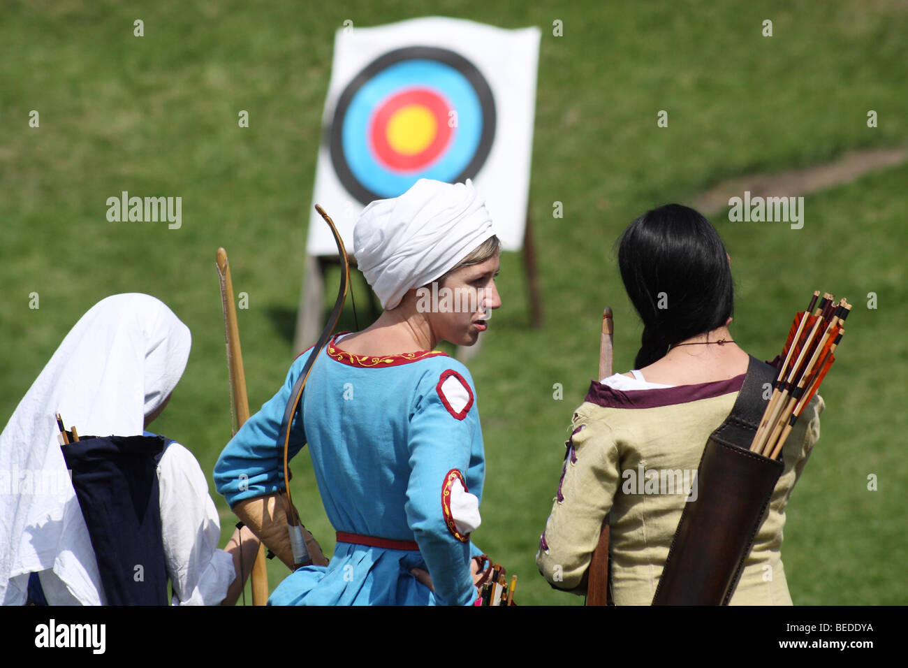 Archery competition. Medieval openair festival in Ogrodzieniec castle