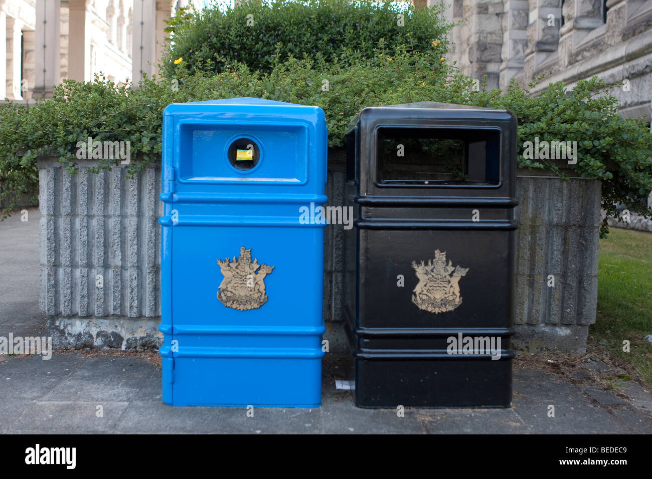 Garbage bins at the Parliament Buildings, Victoria BC Stock Photo Alamy