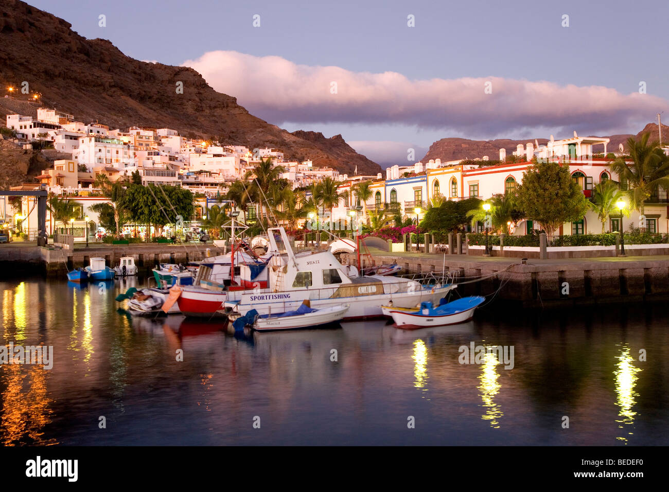 Puerto Mogan, the Venice of the Canary Islands, small port town with canals and many restaurants, Canary Islands, Spain, Europe Stock Photo