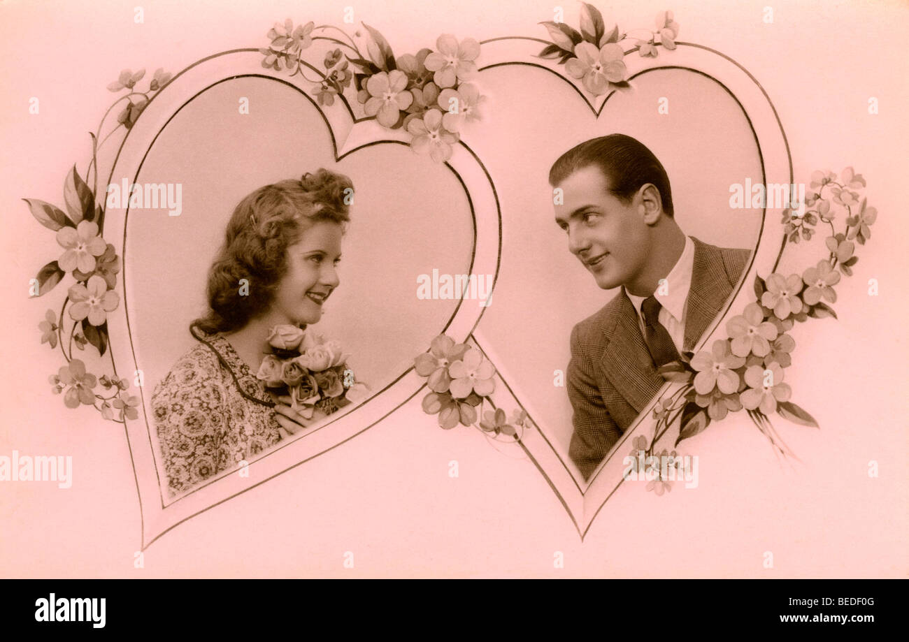 Historic photograph, flirt, around 1940 Stock Photo