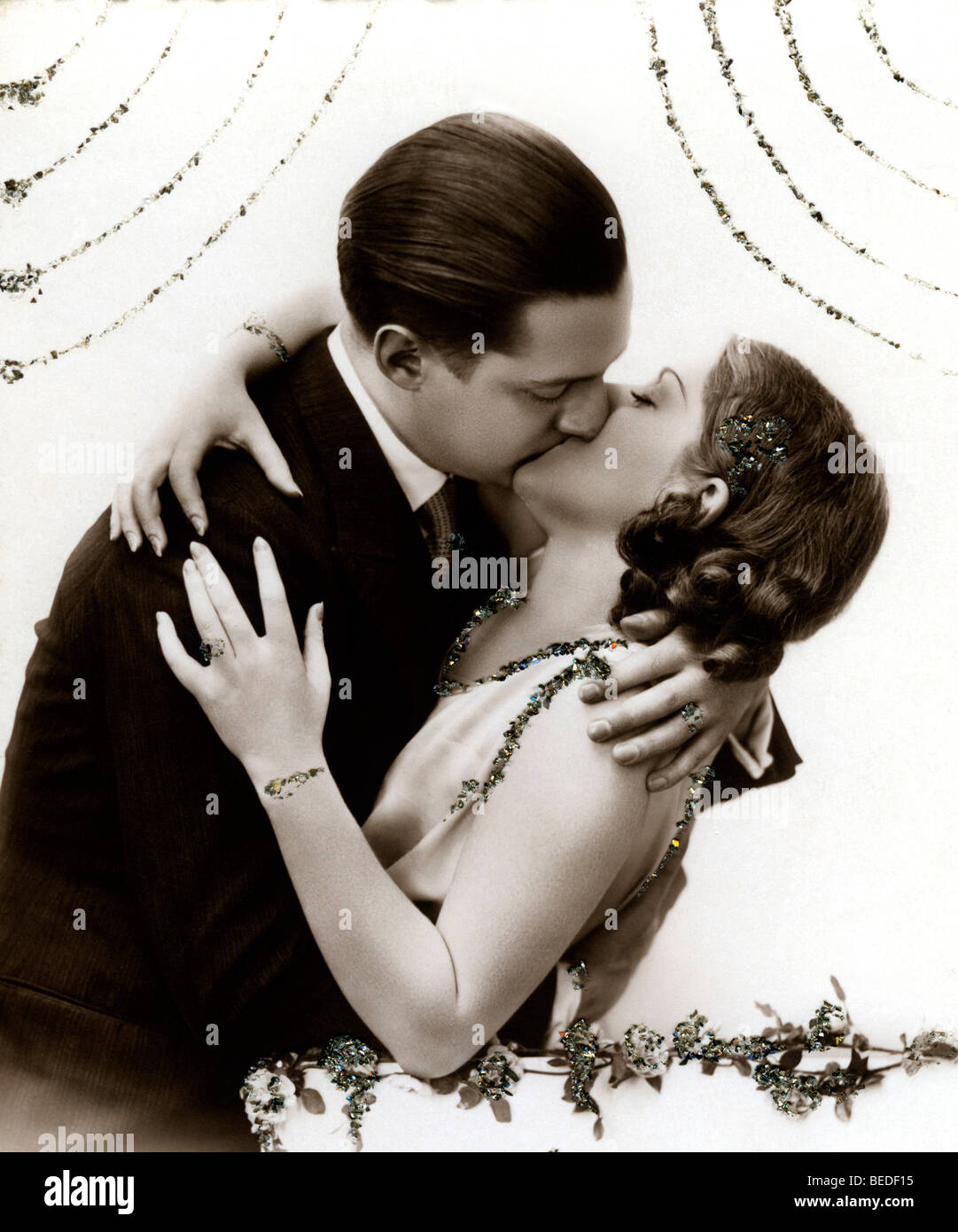 Historic photograph, kiss, around 1930 Stock Photo
